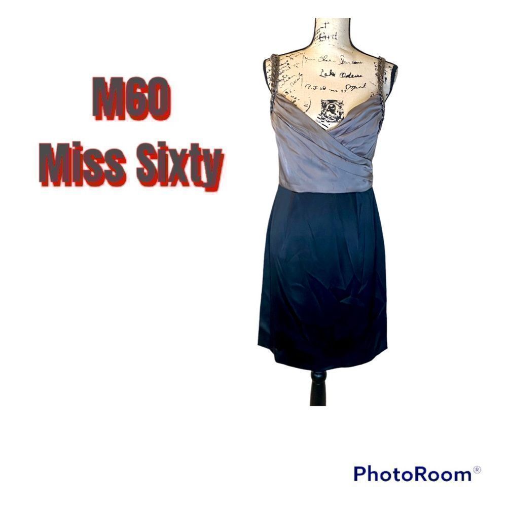 M60 Miss Sixty Chain Strap Satin Dress